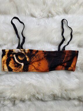 Cavalli x Skims Tiger Face Print Micro Bandeau X-Small Women. NWT.